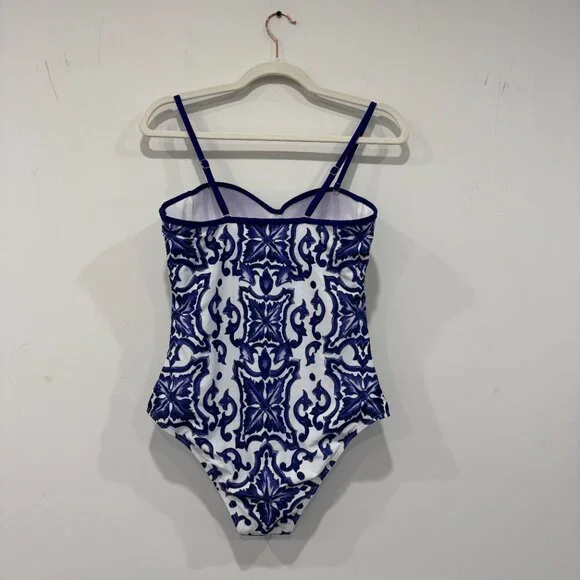NEW Porcelain Pattern One-Piece Swimsuit and Cover Up Skirt, Size M - Picture 10 of 17